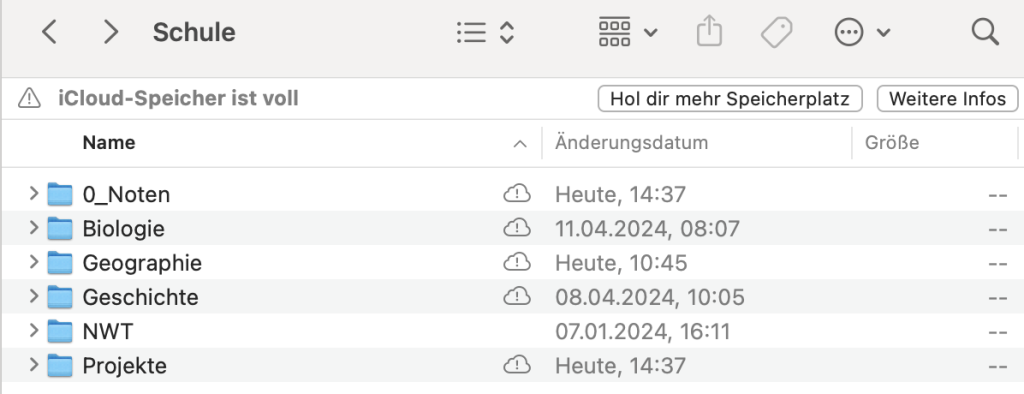 Übersicht über meinen digitalen Ordner "Schule" und perfekte digitale Ordnerstruktur.